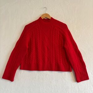 J. Crew Cable-knit Rollneck sweater wool alpaca Red size XS